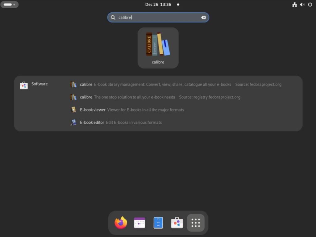 Calibre в Fedora Linux