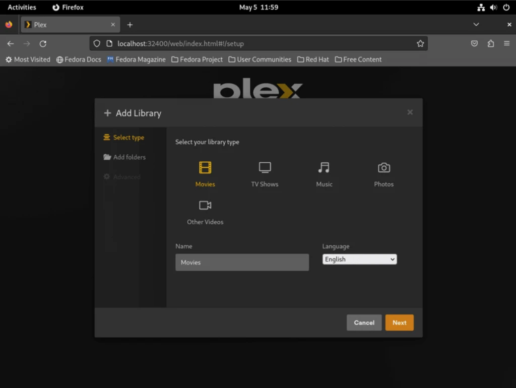 Plex Media Server на Fedora