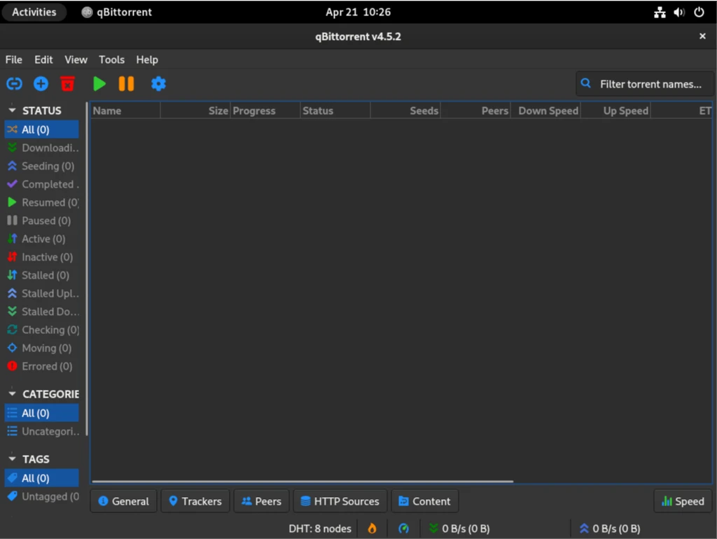 qBittorrent в Fedora Linux