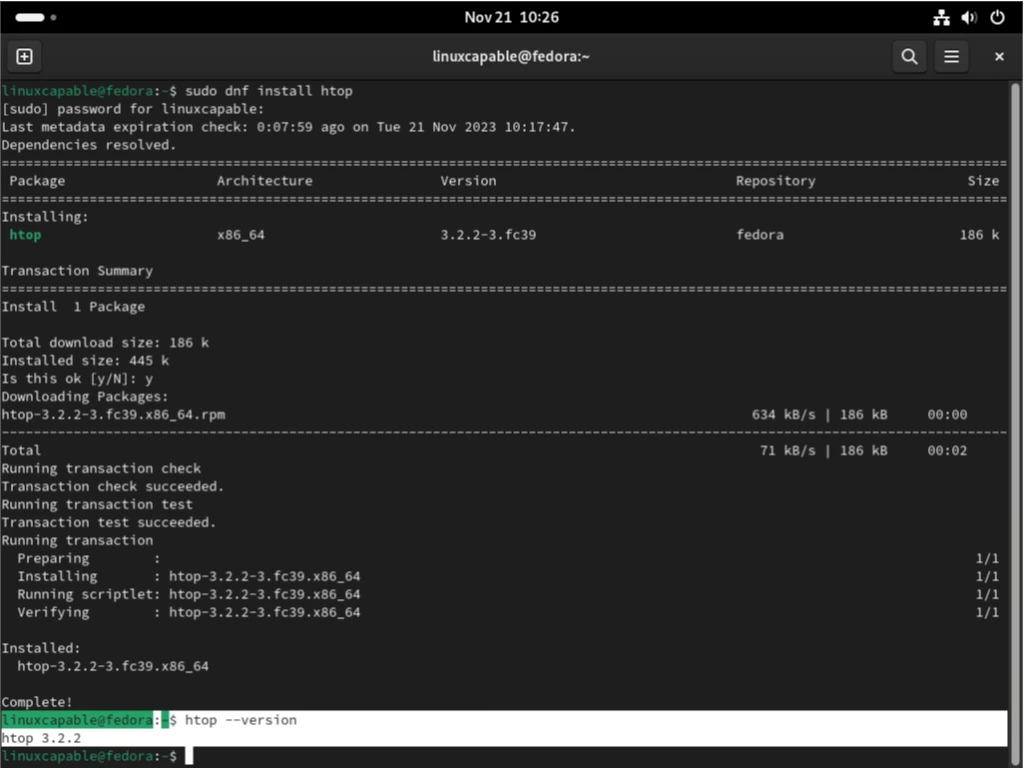 Как установить Htop на Fedora 