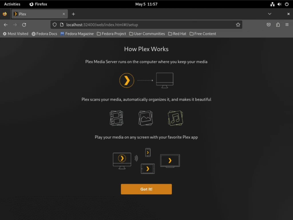 Plex Media Server на Fedora