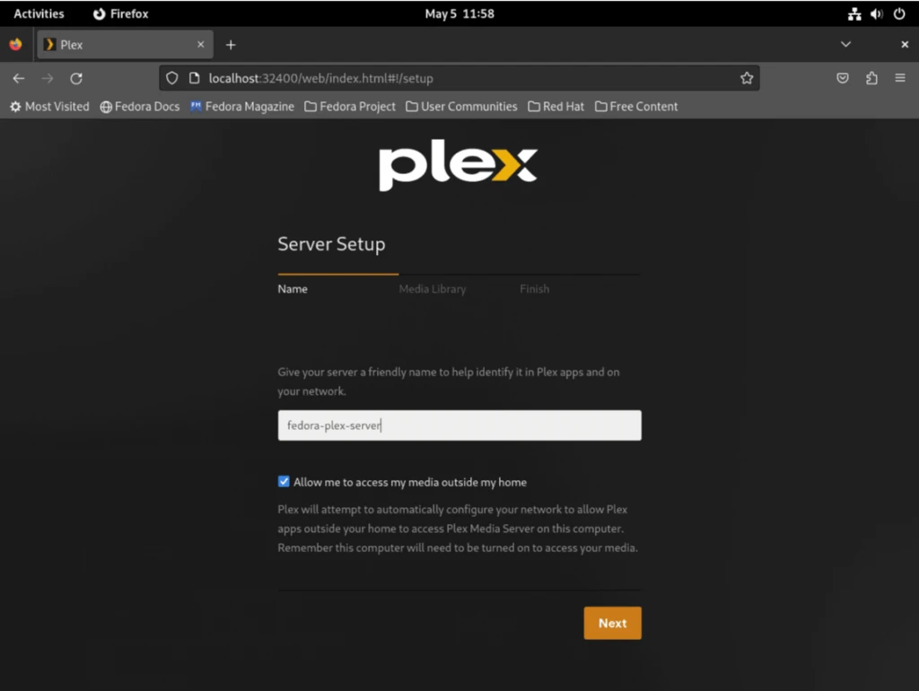 Plex Media Server на Fedora