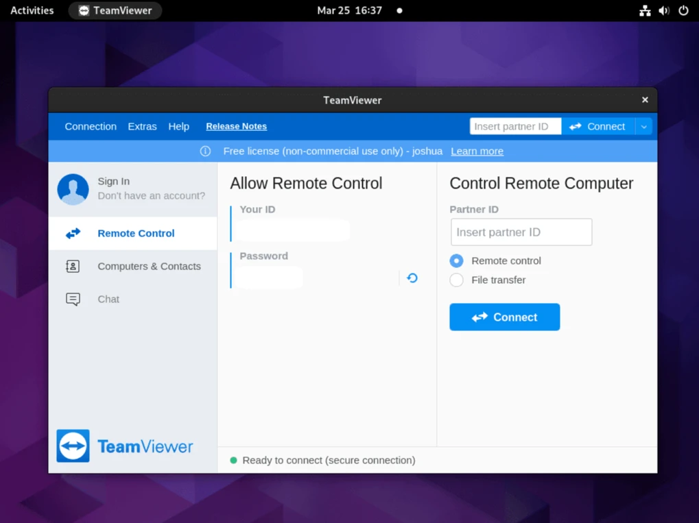  TeamViewer работает в Fedora Linux