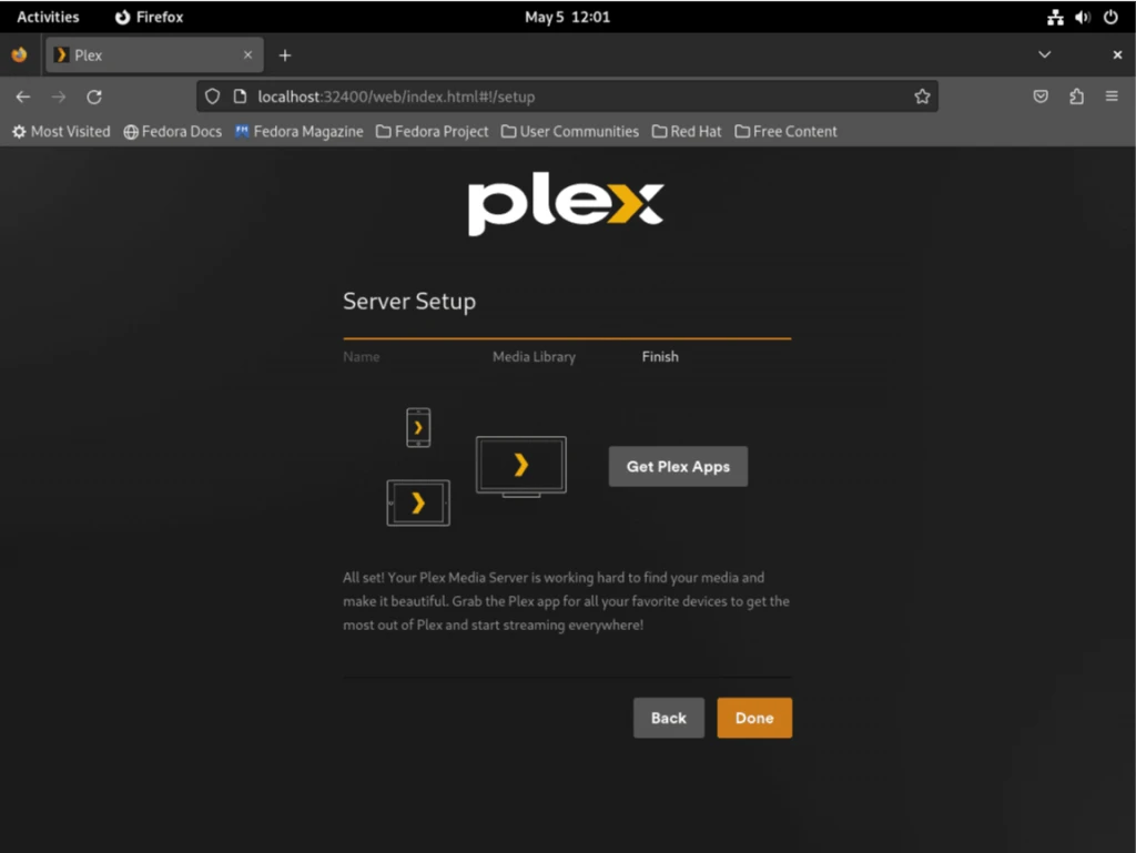 Plex Media Server на Fedora